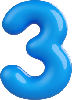 Blue Number 3 3d element