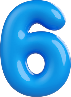 Blue Number 6 3d element