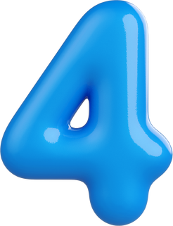 Blue Number 4 3d element